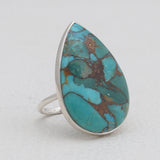 Blue Copper Turquoise Silver Rings
