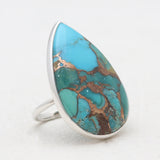 Blue Copper Turquoise Silver Rings