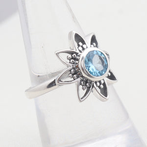 Natural Blue Topaz Silver Ring