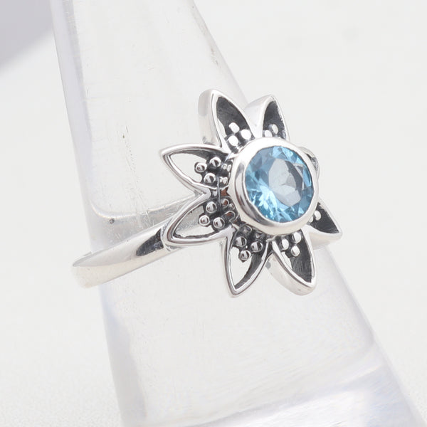 Natural Blue Topaz Silver Ring