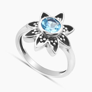 Natural Blue Topaz Silver Ring