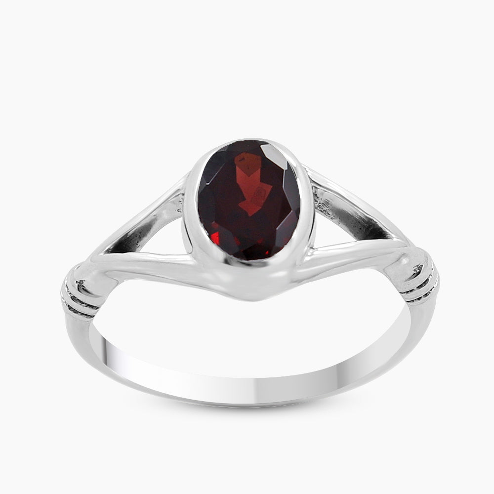 Natural Garnet Sterling Silver Rings