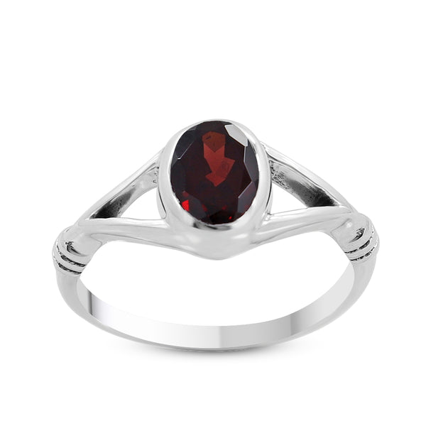 Natural Garnet Sterling Silver Ring