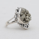 925 Sterling Silver Pyrite Druzy Rings