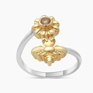 Blue Topaz Sterling Silver Gold Vermeil Adjustable Rings