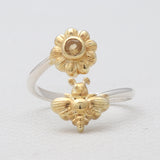 Blue Topaz Sterling Silver Gold Vermeil Adjustable Rings