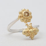 Blue Topaz Sterling Silver Gold Vermeil Adjustable Rings