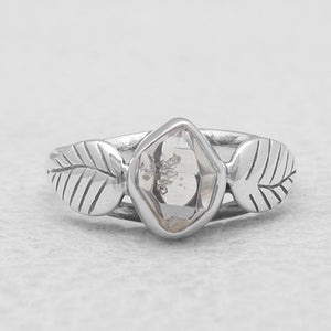 Natural Herkimer Quartz Silver Rings