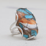 Turquoise Spiny Oyster 925 Sterling Silver Rings