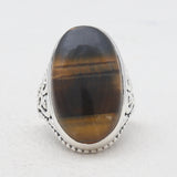 Tiger Eye Silver Rings