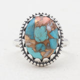 Turquoise Spiny Oyster Silver Rings