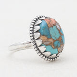 Turquoise Spiny Oyster Silver Rings