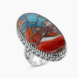 Turquoise Spiny Oyster Silver Rings