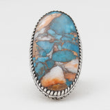 Turquoise Spiny Oyster Silver Rings