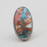 Turquoise Spiny Oyster Silver Rings