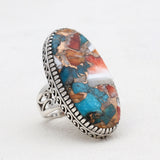 Turquoise Spiny Oyster Silver Rings