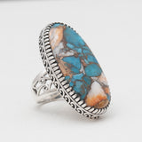 Turquoise Spiny Oyster Silver Rings