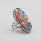 Turquoise Spiny Oyster Silver Rings