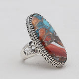 Turquoise Spiny Oyster Silver Rings