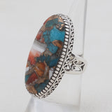 Turquoise Spiny Oyster Silver Rings