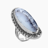 Blue Lace Agate Silver Designer Rings