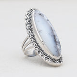 Blue Lace Agate Silver Designer Rings