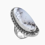 Blue Lace Agate Silver Designer Rings