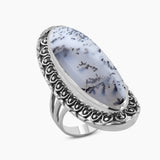 Blue Lace Agate Silver Designer Rings