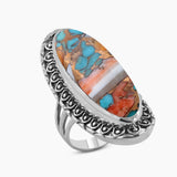 Blue Lace Agate Silver Designer Rings