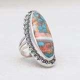 Blue Lace Agate Silver Designer Rings