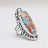 Blue Lace Agate Silver Designer Rings