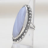 Blue Lace Agate Silver Designer Rings