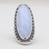 Blue Lace Agate Silver Designer Rings