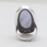 Blue Lace Agate Silver Designer Rings