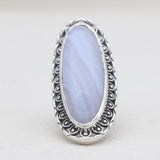 Blue Lace Agate Silver Designer Rings