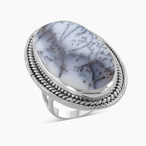 Dendritic Opal Silver Rings