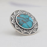 Turquoise Spiny Oyster Silver Rings