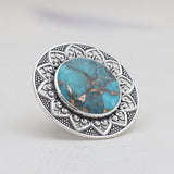 Turquoise Spiny Oyster Silver Rings