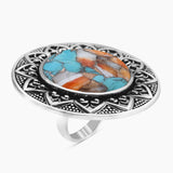 Turquoise Spiny Oyster Silver Rings