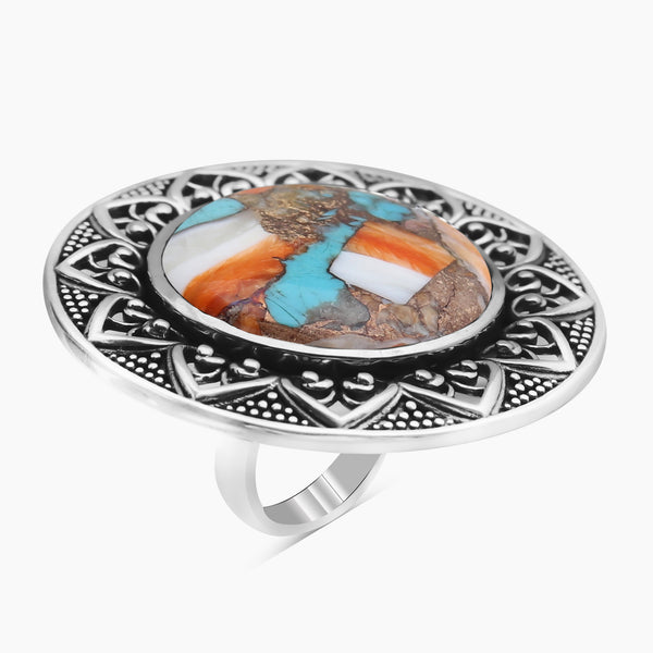 Turquoise Spiny Oyster Silver Rings