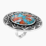 Turquoise Spiny Oyster Silver Rings