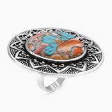 Turquoise Spiny Oyster Silver Rings
