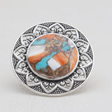 Turquoise Spiny Oyster Silver Rings