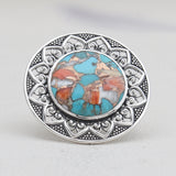 Turquoise Spiny Oyster Silver Rings
