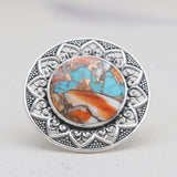 Turquoise Spiny Oyster Silver Rings
