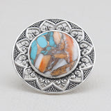 Turquoise Spiny Oyster Silver Rings