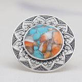 Turquoise Spiny Oyster Silver Rings