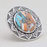 Turquoise Spiny Oyster Silver Rings