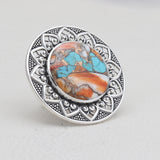 Turquoise Spiny Oyster Silver Rings