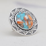 Turquoise Spiny Oyster Silver Rings